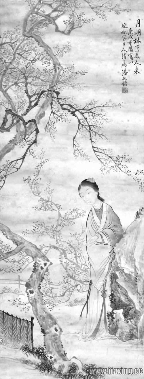 潘振镛设色仕女图轴